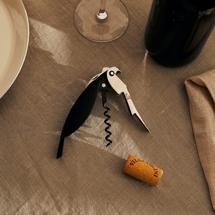 Alessi Parrot Sommelier Corkscrew - Aluminum & PC, Black - 12x8x30cm