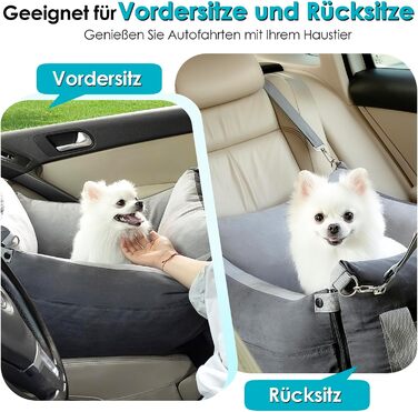 Portable Dog Car Seat for Small & Medium Dogs Under 15KG - Washable & Secure Travel Bed with Storage Pockets