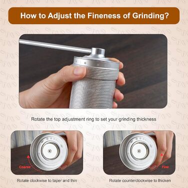 NewlukPro M7 Manual Coffee Grinder, sharp heptagonal burr, walnut handle, coffee grinder with 48 settings, three-tier coffee grinder, small coffee grinder for pour-over French Press Espresso