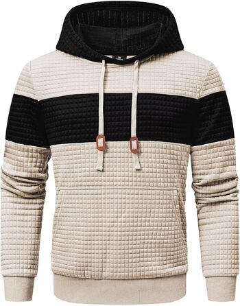 Чоловічий худі з капюшоном, теплий світшот з довгими рукавами, кольоровий блок, A Pergament, розмір S