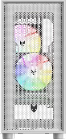 Корпус для ПК Oversteel AERIS білий з вентилятором A-RGB 120mm, сумісний з ATX, Micro ATX, ITX, USB 3.0, з сітчастою передньою панеллю та фільтрами пилу, з загартованим склом
