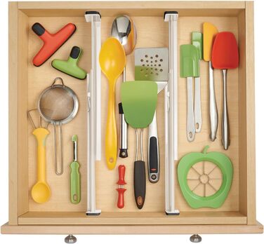 mDesign Adjustable Drawer Organizer – Practical Drawer Dividers for Cabinets and Dressers – Flexible Plastic Compartmentalizer – 8-Piece Set – Smoke Gray and Black (Cream Color)