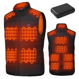 Електрична гріюча жилетка для чоловіків та жінок, 15 зон обігріву, 3 температурні режими, легка, для зими, на вулицю (без акумулятора), чорна L