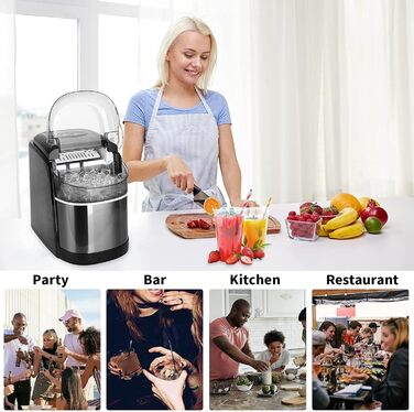 Машина для приготування льоду 12 кг, Ice Maker, чорний, з функцією самоочищення