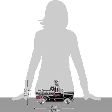 BRUBAKER Wine Bottle Holder Fire Department - Fire Truck Metal Sculpture Bottle Stand - 32 cm Metal Figure Wine Gift for Firefighters - with Greeting Card