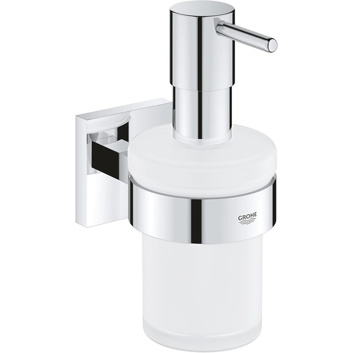 GROHE Start Cube Soap Dispenser with Holder (Capacity 160ml, concealed mounting, Material: Glass/Metal), Chrome, 41098000