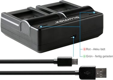 Зарядний пристрій Blumax LCD Dual для акумуляторів Nikon EN-EL15c/b/a – сумісний з Nikon D500, D850, D7500, Z8, Z7 II, Z6 III, Z5, Zf
