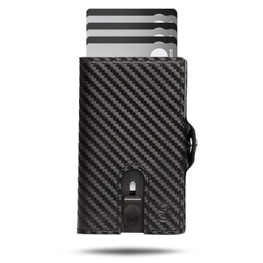 Slimjack Smart Wallet: RFID захист, алюмінієвий картхолдер для чоловіків (Carbon). Гаманець для карт та монет