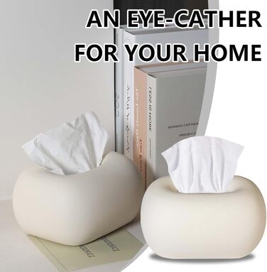 Ceramic Cosmetic Tissue Box, Tissue Box Made of Ceramic White Cosmetic Tissue Boxes Napkin Holder Decorative Tissue Box Dispenser Facial Tissue Organizer for Living Room Hallway Bathroom