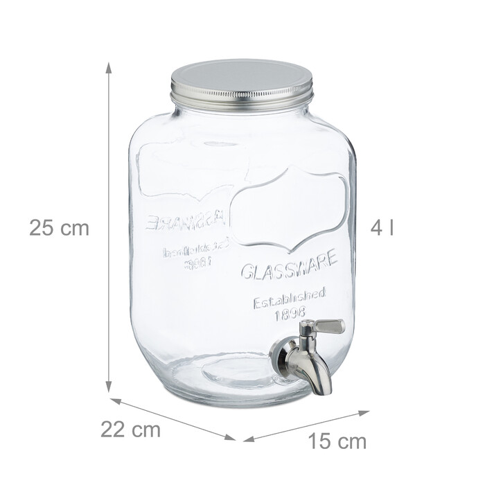 Relaxdays Drink Dispenser, 4 Liter, 2-Piece Set