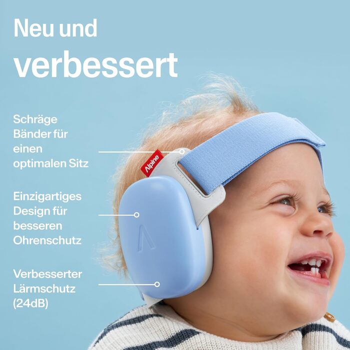 Дитячі навушники Alpine Muffy Baby Klassik - захист від шуму для малюків до 36 місяців, чорний (комфорт - блакитний)
