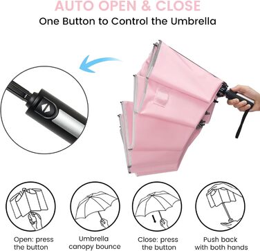 G4Free Парасолька велика, 137 см, для гольфу, подвійний купол, 10 спиць, складана, вітростійка, автоматична, рожева