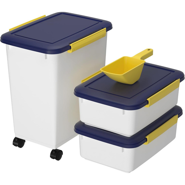 Контейнер для корму для собак Cetomo, 10L*2+32L, 3.5kg*2+12kg, з роликами, герметичний, білий