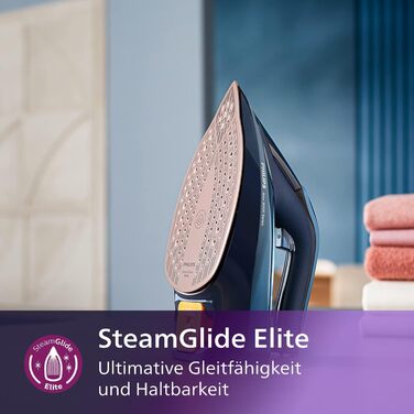 Philips Azur 8000 Series Steam Iron - 55 g/min continuous steam, 240 g steam boost, 3000 W, OptimalTEMP technology, SteamGlide Elite, Light Blue (DST8020/20) 240 g steam boost 55 g continuous steam Light Blue/Dark Blue