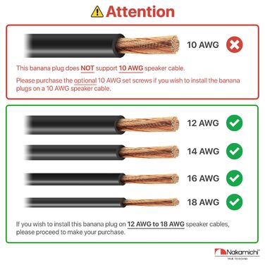 Штекери Nakamichi 24K позолочені бананники 12-18 AWG для акустики, підсилювачів, Hi-Fi, AV-ресиверів, стерео, домашнього кіно, аудіокабелів, 4 шт. (2 пари)