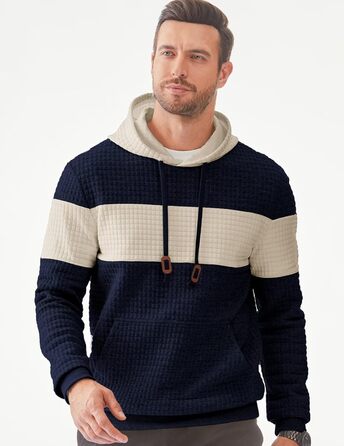 Чоловічий худі з капюшоном, довгі рукави, теплий світшот, казуальний стиль, блакитний колір, розмір XL