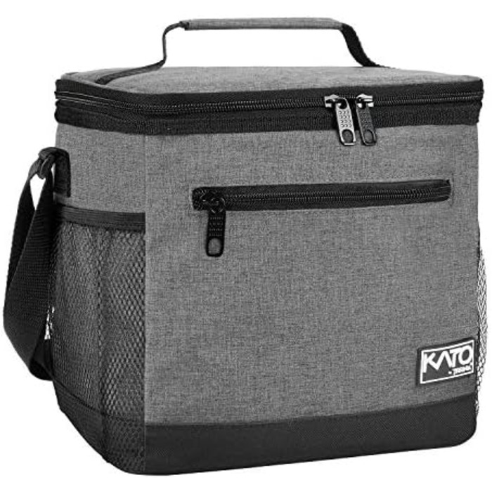Сумка-ланч Kato Tirrinia для чоловіків: ізольована, 10.5L, з регульованим ремінцем, для роботи, фітнесу, школи, пікніків. Термосумка, витримує витоки, складається. Колір: темно-сірий