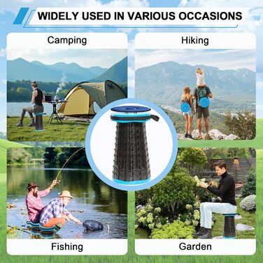 Складаний стільчик Alevmoom: міцний, телескопічний, з подушкою, 50 см, 450 кг, для риболовлі та кемпінгу (синій)