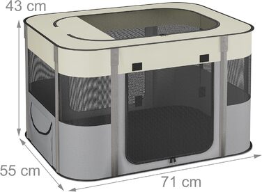 Вольєр для цуценят Relaxdays: розкладний, 43x71x55 см, для дому та вулиці, переносна конструкція, оксфордська тканина, багато кольорів