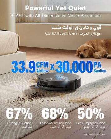 Робот-пилосос з функцією вологого прибирання ECOVACS T90 PRO Omni, 30 000 Па, PowerBoost, матовий чорний