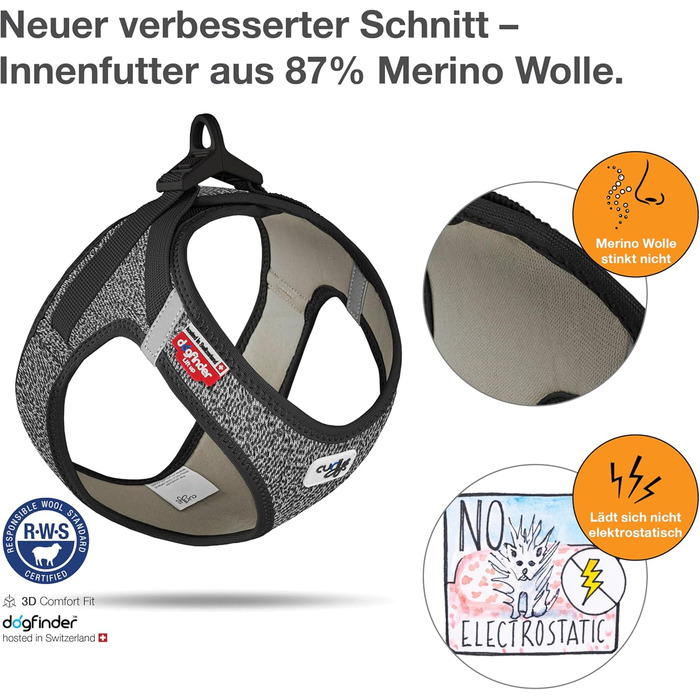 Шлейка для собак Merino curli Clasp чорна L