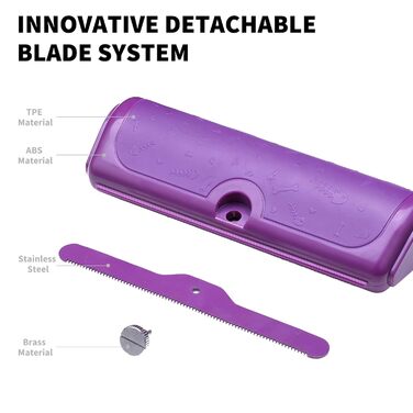 Щітка для собак та котів - двоколірна синьо-жовта, видаляє відмерле волосся та підшерсток, для собак та котів (фіолетова)