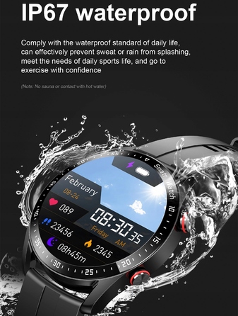 Смарт-годинник DomoGardeno для чоловіків з ремінцем + навушники, чорний