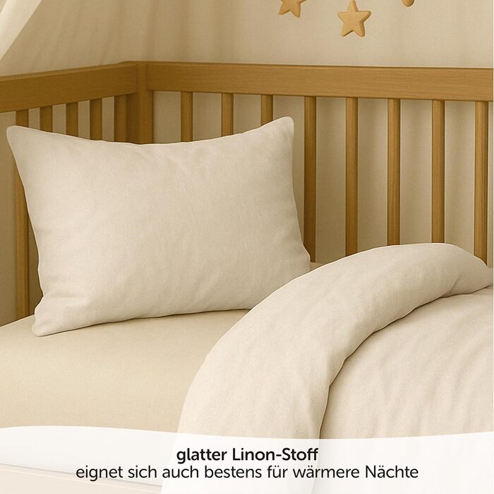 Набір постільної білизни для дитячого ліжечка MAKIAN, 100% бавовна, дихаюча, легка у догляді, Oeko-Tex, бежевий | 100x135 см, 40x60 см