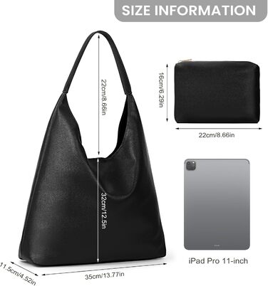 Сумка жіноча GSenhui Hobo Bag чорна шкіряна велика шопер для роботи, навчання, покупок - вінтажний стиль
