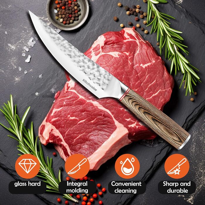 Ніж кухарський Kitchvalor 6 дюймів з високим вмістом вуглецю, з нержавіючої сталі, з ергономічною ручкою, подарункова коробка