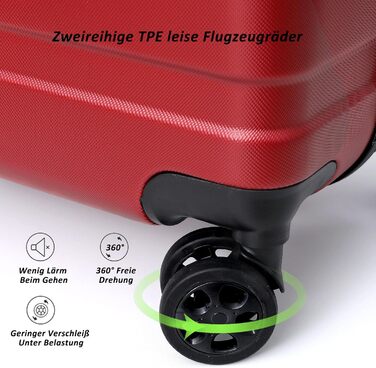 Набір валіз TANTOMI 3 шт., ABS, з колесами, 20/24/28 дюймів, червоний колір