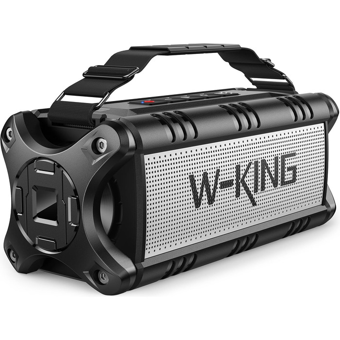 W-KING Портативна Bluetooth Колонка 90W з Глибоким Басом, 40 годин роботи, IPX6 Водостійкість, Powerbank, TF-карта, NFC, AUX, BT 5.0, EQ, для Outdoor, Зелений (Чорно-Білий)