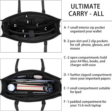 Сумка жіноча NUBILY Shopper велика чорна шкіряна для ноутбука 15.6