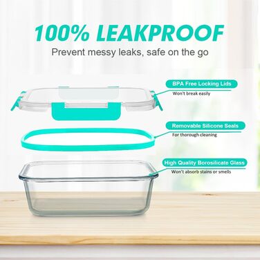 Набір контейнерів Verones 24 шт. з кришкою, повітріобмінний, скляний, для зберігання їжі, зелений