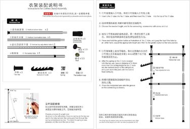 Telescopic Wardrobe System, Clothes Rail System, Shelf System, Clothes Rack with 3 Rails, 4 Crossbars and 2 Wide Hooks for Home and Retail Clothing Stores, 153-272x281-329cm