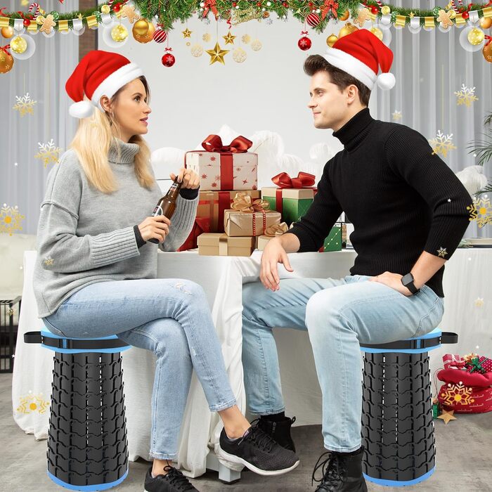 Складаний стільчик Alevmoom: міцний, телескопічний, з подушкою, 50 см, 450 кг, для риболовлі та кемпінгу (синій)