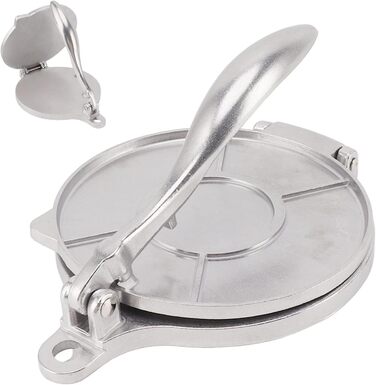 Пресс для тортилій Cyrank, ручний ротатор для роти, прес для тако, квесаділи, з алюмінієвого сплаву (16 см, срібний)