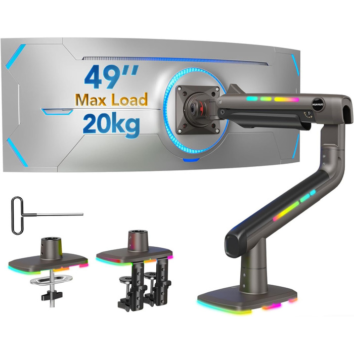 Кріплення для монітора HUANUO для Ultrawide до 49 дюймів, 18 кг, регульований кронштейн, VESA 100x100mm (RGB)