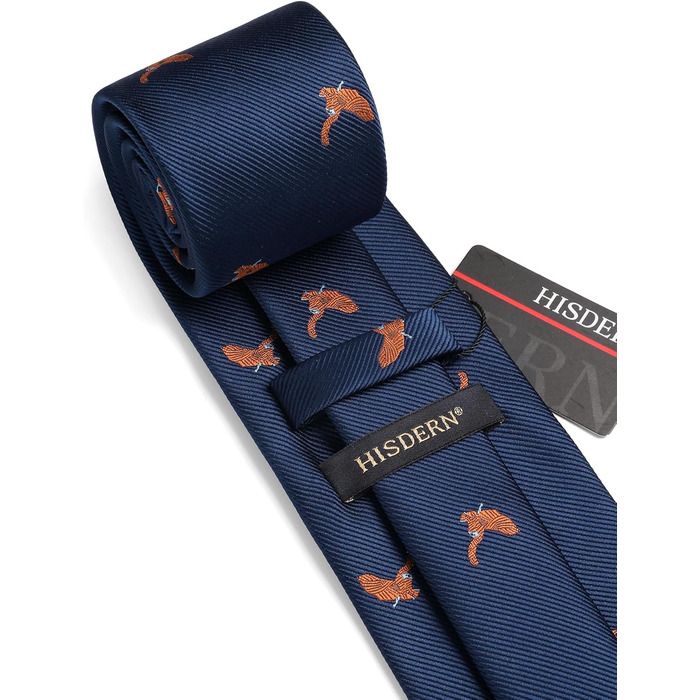 HISDERN Комплект краватки та нагрудного хустинки з принтом тварин для чоловіків. Підходить для весілля, ділових зустрічей та особливих подій. (Темно-синій/Орел, універсальний розмір)
