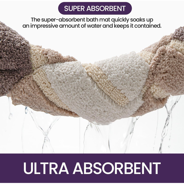 Non-Slip Bathroom Rug - Absorbent Bath Mat 60 x 110 cm - Washable Soft Bath Mat for Bathroom (2-Pack 40 x 60 cm, Beige)