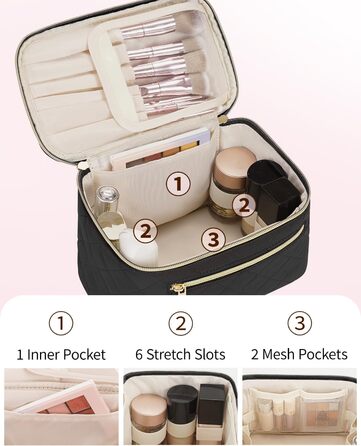 Косметичка для жінок, велика дорожня косметичка для макіяжу з відділенням для пензлів, органайзер, культурочка, шкіра PU, зелена (патент)