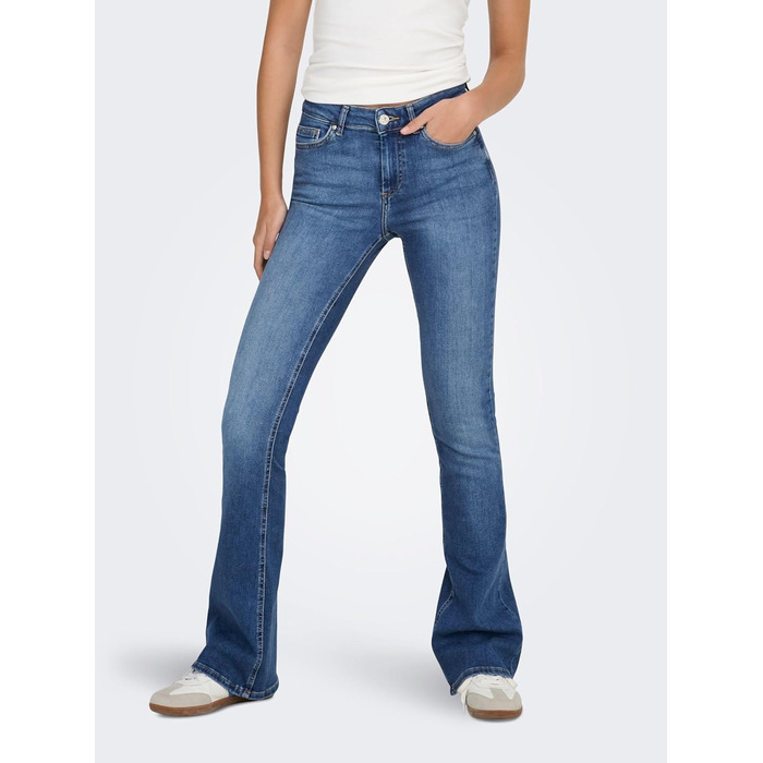 Джинси жіночі кльош ONLBLUSH середньої посадки, синій денім, розмір M/30L