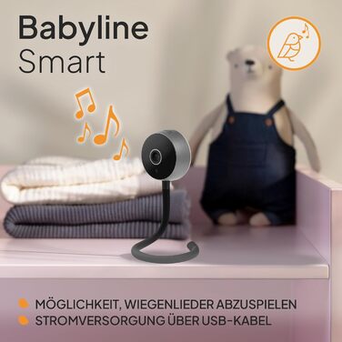 Дитячий відеомонітор Lionelo Care Babyline Smart Wi-Fi з камерою, датчиком руху та звуку, нічним баченням (чорний)