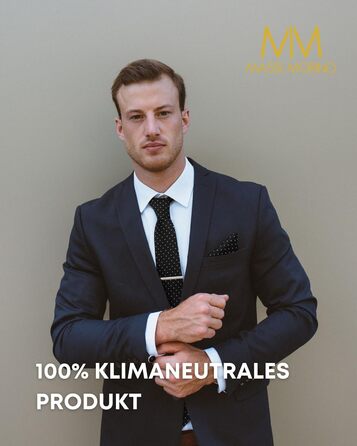 Комплект краватки Massi Morino з нагрудною хустинкою, запонками та затискачем для краватки в подарунковій коробці - Чорна краватка в крапку для весілля