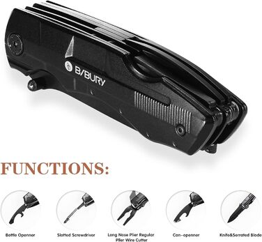 Мультитул BIBURY 5-в-1: мультиінструмент з плоскогубцями, викрутками для кемпінгу та відпочинку на природі