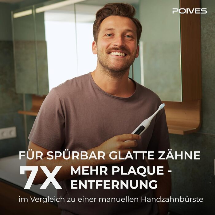 Електрична зубна щітка POIVES P1 Pro з датчиком тиску, 72 000 рухів, гарантія до 4 років, 111 днів без ризику, довга робота від акумулятора, колір Midnight Blue