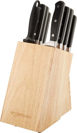 Amazon Basics Premium Knife Block Set - 9 Piece Black Set