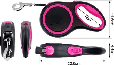 Висувна собача шлейка 8м, високоякісна, для собак до 50кг (сіра, червона)