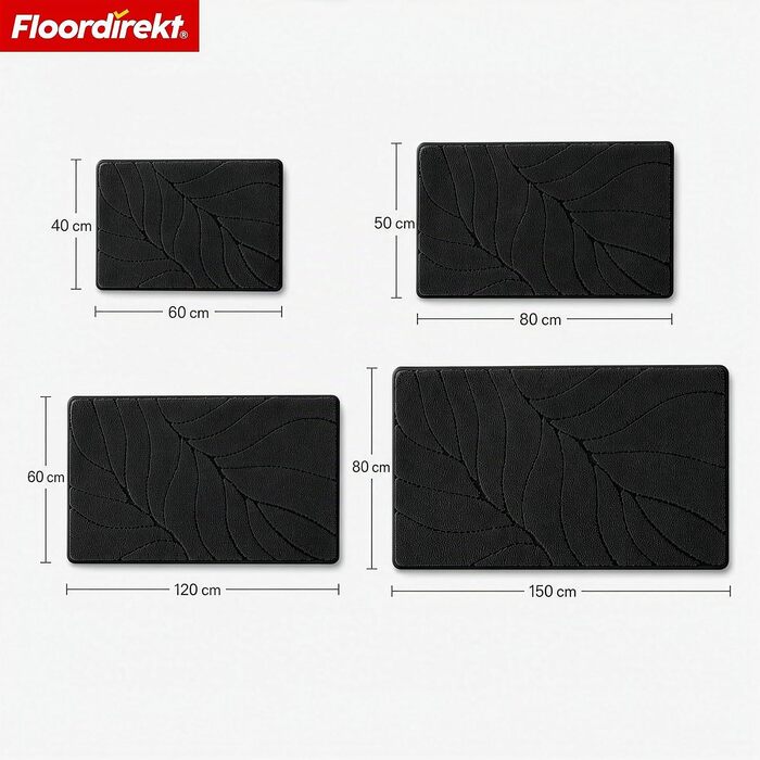 М'який килимок для ванної кімнати Floordirekt Maris, швидкосохнучий з антиковзаючим покриттям, чорний, 50 x 80 см
