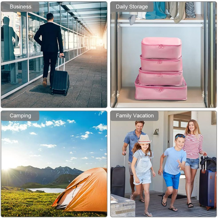 Органайзер для валізи OSDUE, набір 6 шт., Packing Cubes, водонепроникні сумки для одягу, туристичний органайзер для валізи (Рожевий)